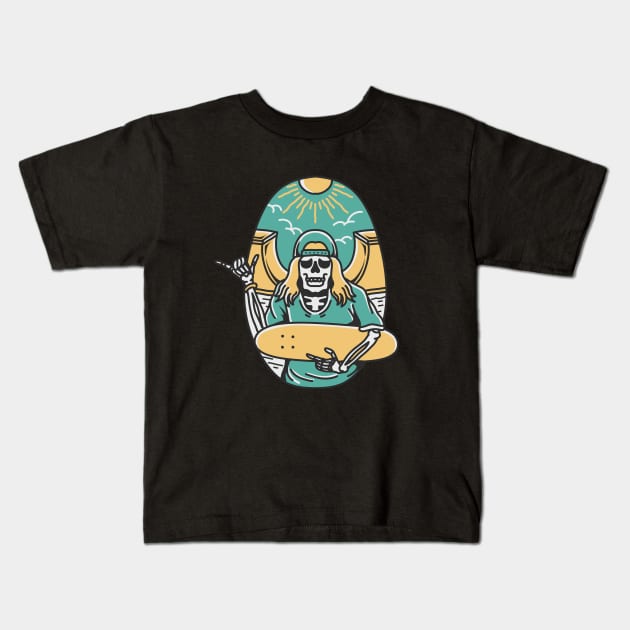 Skull Skate Kids T-Shirt by semburats